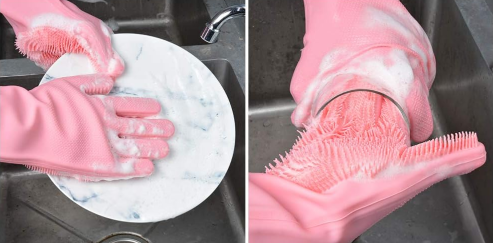 Silikonowe Rękawice do Mycia Naczyń – Wielofunkcyjne Rękawice z Miękkimi Wypustkami do Kuchni i Domu