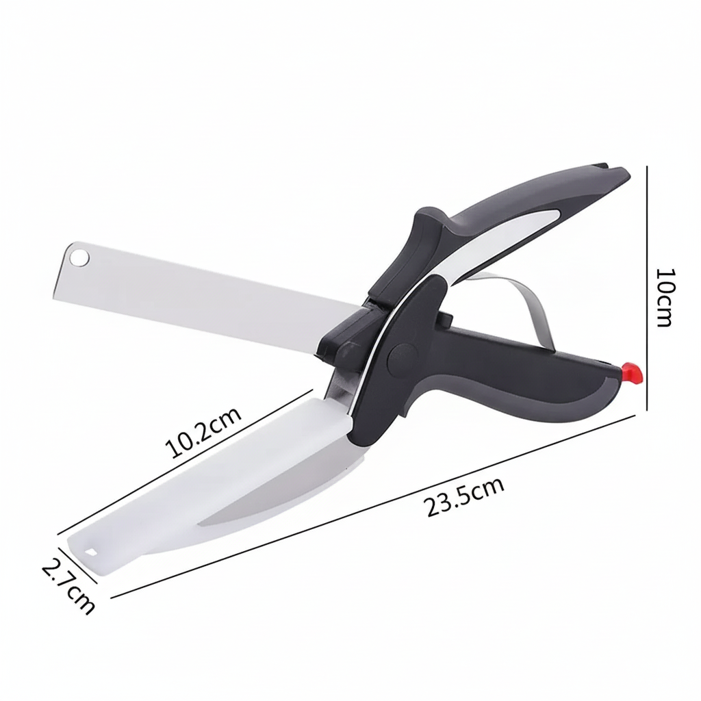 Stalowe Nożyce Kuchenne 2 w 1 – Multitool do Krojenia Owoców i Warzyw