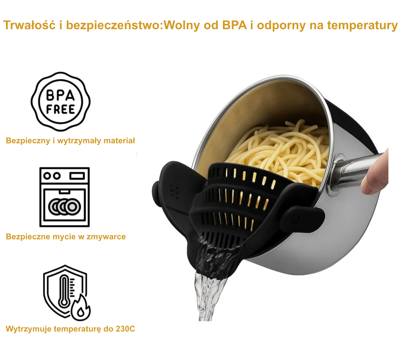 Silikonowy Cedzak Nakładany na Garnek – Uniwersalny Strainer Clip-On