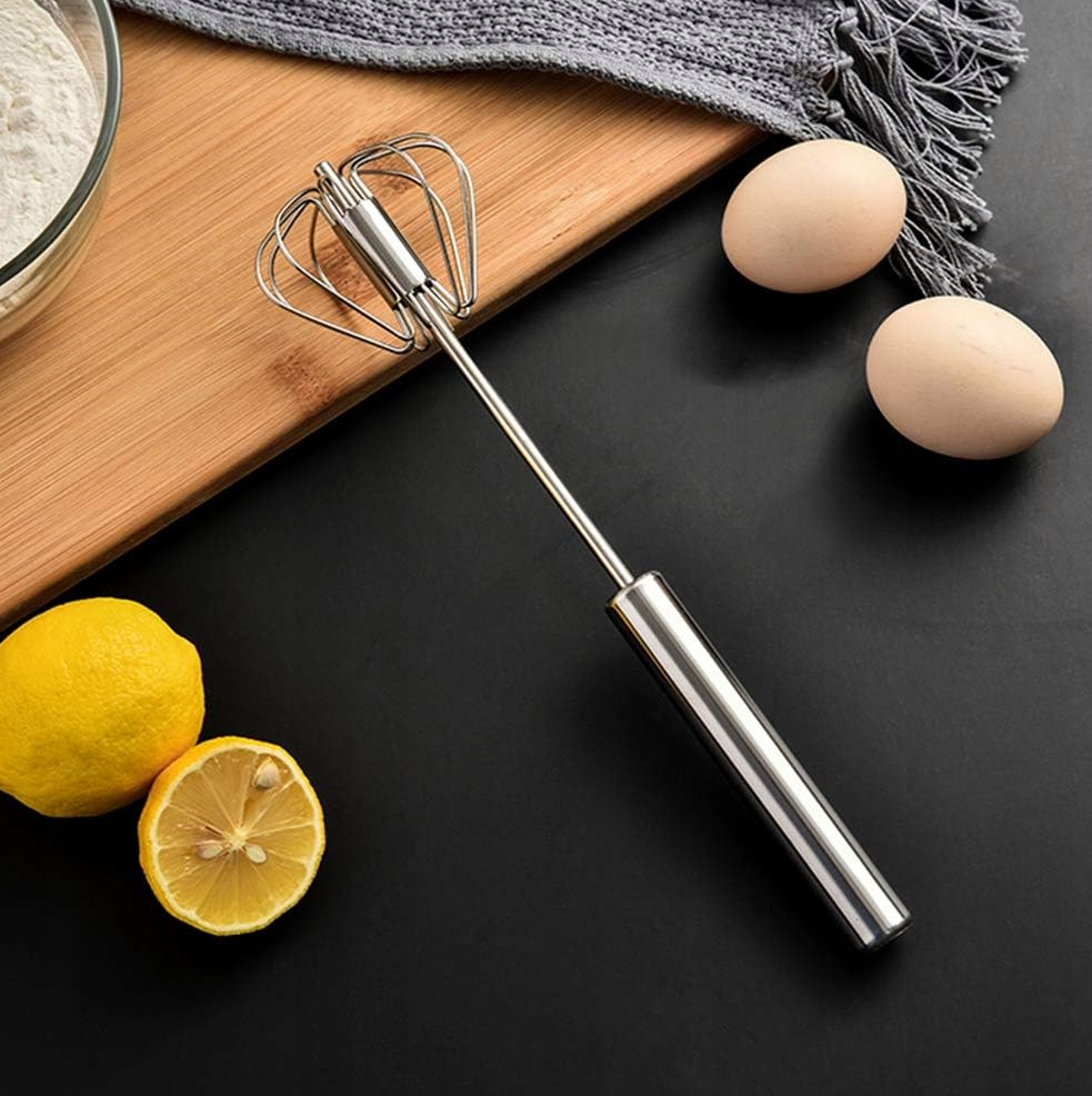 Stalowa Trzepaczka Obrotowa – Półautomatyczny Ręczny Mixer do Jajek, Śmietany i Wypieków